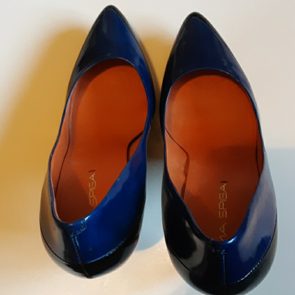 VIA SPIGA Stiletto black & blue heels size 8 1/2M - Picture 5 of 8